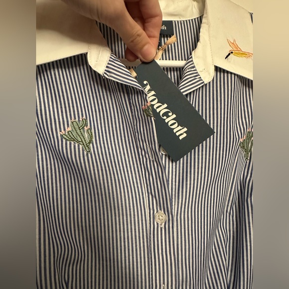 NWT ModCloth embroidered tea length dress - Picture 4 of 4